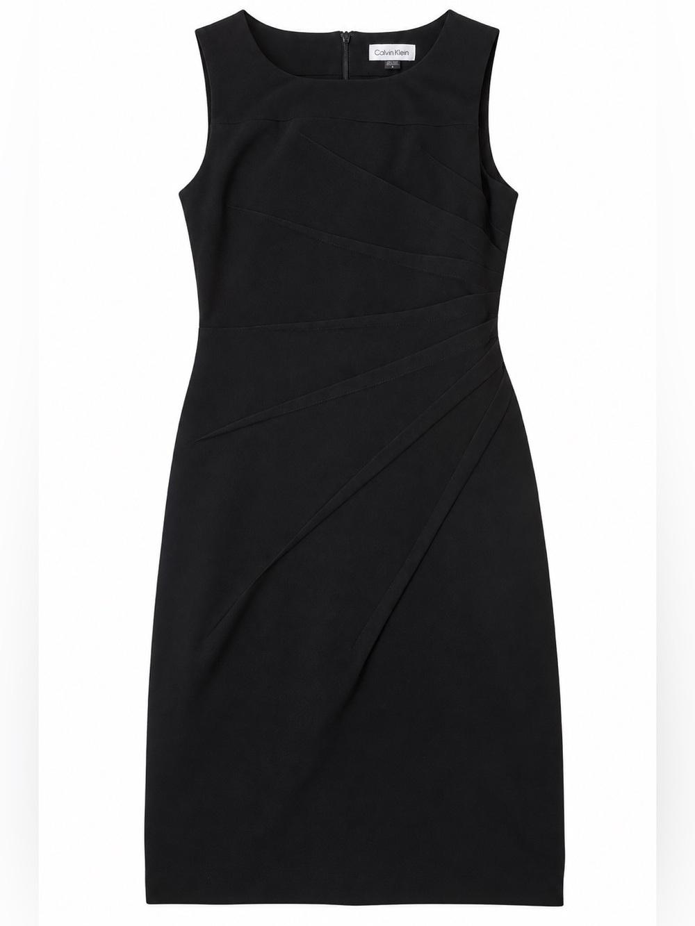 Calvin Klein Black Sleeveless Sheath Dress with Paneled Detail